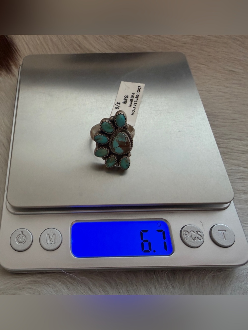❤️ Number 8 Mine & Mojave Turquoise Half Cluster Adj Sterling 925 Statement Ring - Picture 11 of 16
